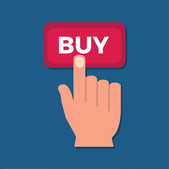 finger pressing buy button vector illustration