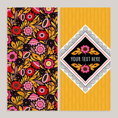 Set of postcard templates or banners with decorative flowers