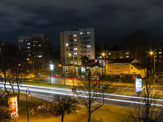 Fototapeta na wymiar Lightstreaks at Night- Langzeitbelichtung einer Strasse bei Nacht