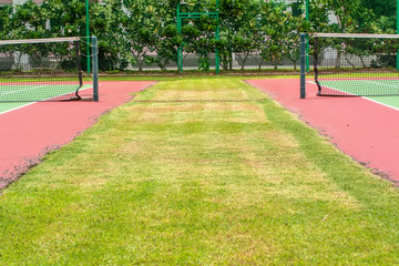 Tennis court in the area of the company. It is a good exercise.