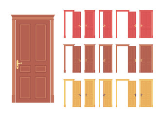 Doors wooden solid classic set, entrance to a building, room