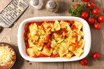 raviolis with tomato sauce and cheese