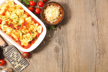 raviolis with tomato sauce and cheese