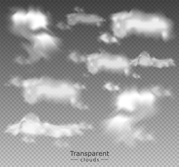 Clouds set collection Vector realistic. Transparent background. banner templates
