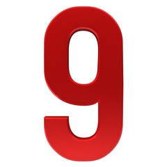 red number 9 3d