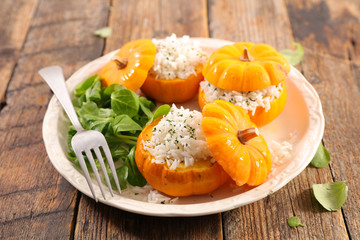 baked pumpkin filling with rice