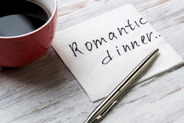 Romantic message written on napkin