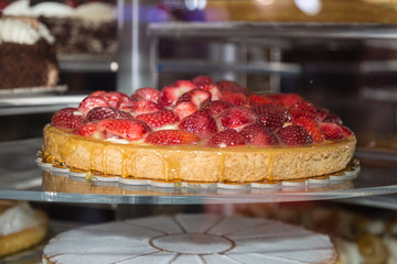 Fresh Jam Tart with Fruits and Strawberries