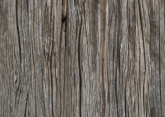 Close up of old aged weathered cracked wood surface pattern and texture background.