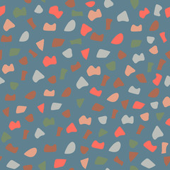 Terrazzo seamless pattern. The vector illustration is made in fashionable colors of 2019.