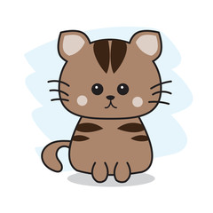Cute Cartoon Kitten Vector Illustration