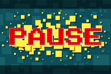 Red pixel retro pause button for video games