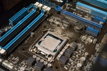 computer processor in dust close up