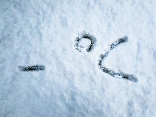 Degree Celsius written in the freshly fallen snow