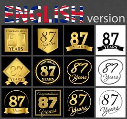 Set of number 87 templates