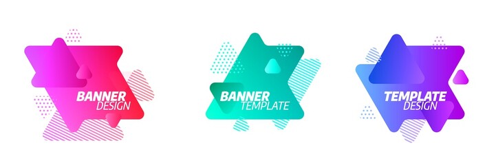 Set of modern abstract vector banners. Isolated gradient triangles with geometric lines, dots. Vector illustration.