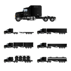set of truck silhouettes of trucks on white background © mehmetaligrafik