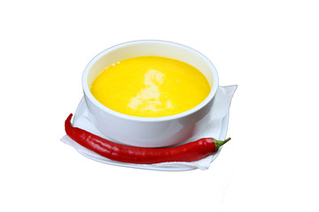 Soup in a bowl isolated on white background