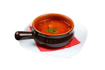 Soup in a bowl isolated on white background