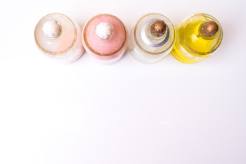 Various medicine or cosmetic bottles on the white background
