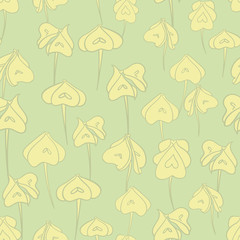 Vector Oxalis Leaves in pastel greens seamless pattern background. Perfect for fabric, scrapbooking and wallpaper projects.	