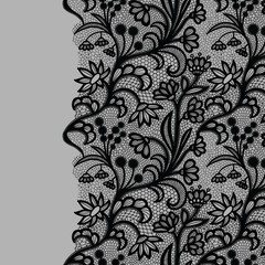 Black vintage lace elegant lace. Lacy border. - 246599530