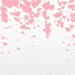 Pink heart love confettis. Valentine's day falling