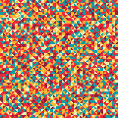 Bright geometric background with triangles of random color. Seamless vector pattern.