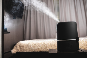 The steam from the humidifier night in a child's bedroom, a lot of volume pair