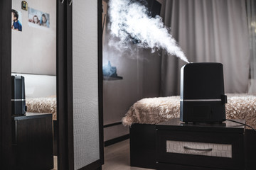 The steam from the humidifier night in a child's bedroom, a lot of volume pair