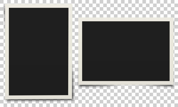 Empty photo frames with shadow isolated on transparent background.