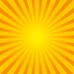 Fototapeta premium Yellow rays pop art retro comic background vector illustration.