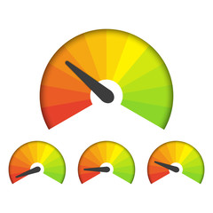 Obraz premium Set of measuring icons on a white background. Speedometer icons set