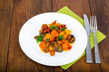 Bright vegetable stew from different vegetables