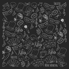 Theatre vector illustration. Entertaiment, cinema, stage, event. Background for banners, posters.