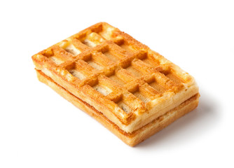 Traditional Belgian waffles isolated on a white background