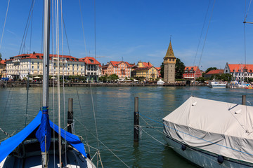 Der Hafen auf der Insel Lindau in Bayern, Deutschland