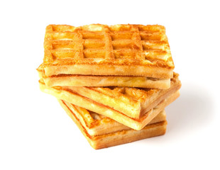 Traditional Belgian waffles isolated on a white background