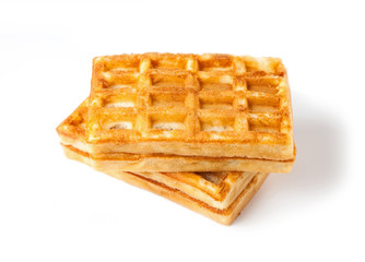 Traditional Belgian waffles isolated on a white background