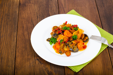 Bright vegetable stew from different vegetables