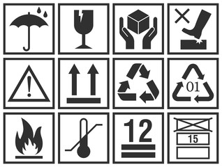 Handling and packing vector icons collection.