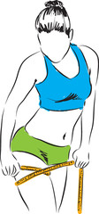 lady measuring leg fitness illustration