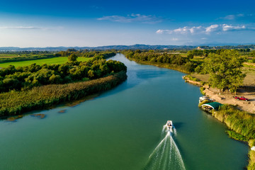 Aerial view of  the delta of the river Alpheios  in the Peloponnese, in Greece