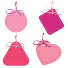 Tags for Love. Colorful tags with ribbon isolated on white background.