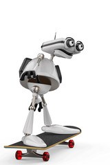 vintage white robot in a white background