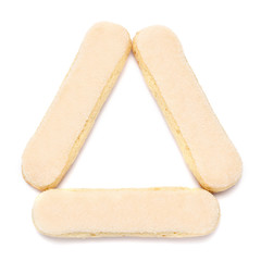 Traditional Italian Savoiardi ladyfingers Biscuits on White Background