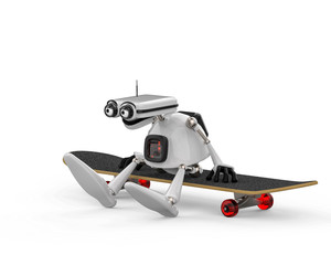 vintage white robot in a white background