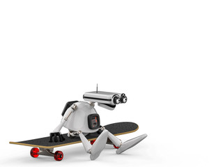 vintage white robot in a white background