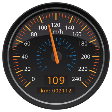 KMH Kilometers per Hour Speedometer Automotive Dashboard Gauge Vector Illustration