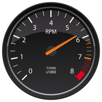 RPM Tachometer Automotive Dashboard Gauge Vector Illustration